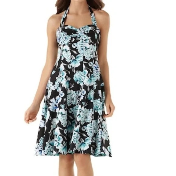 White House Black Market Floral Halter Fit And Flare Dress Women’s Size … - Picture 1 of 9